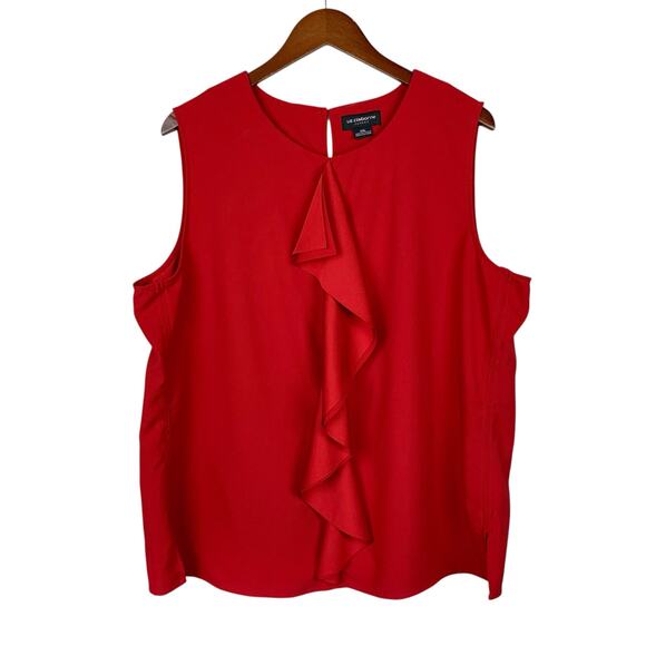 Liz Claiborne Career Blouse Red Sleeveless Top Ruffle Women’s XXL - Picture 1 of 8